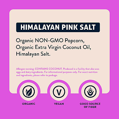 LesserEvil Himalayan Pink Salt Organic Popcorn, Salt, 0.46 oz Bag, 24/Carton (GRR22001053)