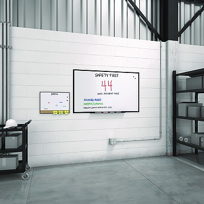 TRU RED Magnetic Steel Dry Erase Board, 36" x 60", White Surface, Black Aluminum Frame (TR61182)