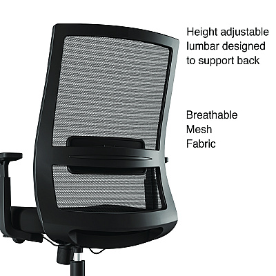 Alera Ashdale Ergonomic Fabric Swivel Task Chair, Supports Up to 275 lb, 18.15 to 21.89 Seat Height, Black Seat/Back, Black Base (ALEAD41BME17)