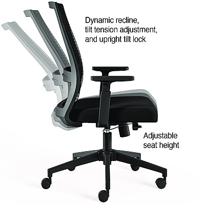 Alera Ashdale Ergonomic Fabric Swivel Task Chair, Supports Up to 275 lb, 18.15 to 21.89 Seat Height, Black Seat/Back, Black Base (ALEAD41BME17)
