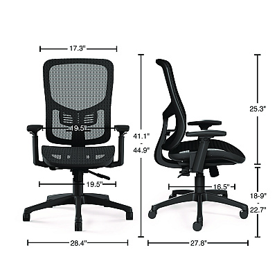 Alera Hollins Ergonomic Mesh Swivel Task Chair, Supports Up to 275 lb, 18.57 to 22.54 Seat Height, Black Seat/Back, Black Base (ALEHL42BME18)