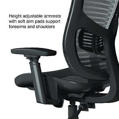 Alera Hollins Ergonomic Mesh Swivel Task Chair, Supports Up to 275 lb, 18.57 to 22.54 Seat Height, Black Seat/Back, Black Base (ALEHL42BME18)