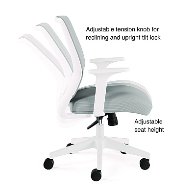 Alera Wessex Ergonomic Fabric Mesh Swivel Task Chair, Supports Up to 275 lb, 17.09 to 20.83 Seat Height, Gray Seat/Back, White Base (ALEWX42BME47)