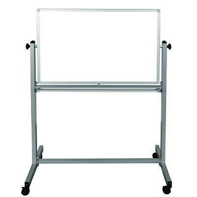 Luxor Mobile Magnetic Whiteboard, 36" x 24", White Surface, Silver Aluminum Frame (LXOMB3624WW)