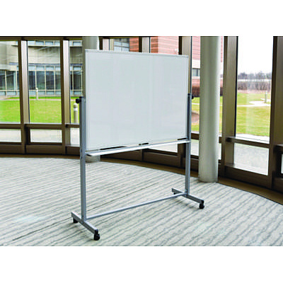 Luxor Mobile Magnetic Whiteboard, 72" x 40", White Surface, Silver Aluminum Frame (LXOMB7240WW)