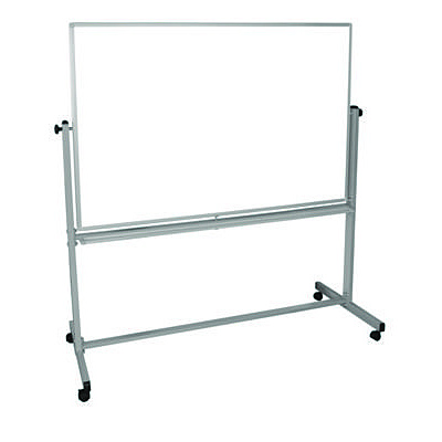 Luxor Mobile Magnetic Whiteboard, 60" x 40", White Surface, Silver Aluminum Frame (LXOMB6040WW)