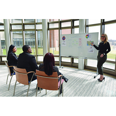 Luxor Mobile Magnetic Whiteboard, 72" x 40", White Surface, Silver Aluminum Frame (LXOMB7240WW)