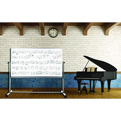 Luxor Mobile Music Staff Whiteboard, Dual-Sided Music Notation, 72" x 48", White Surface, Silver Aluminum Frame (LXOMB7248MM)