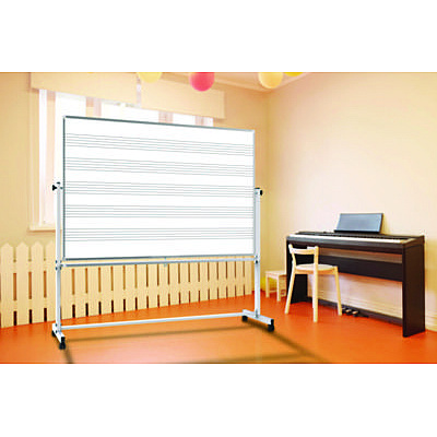 Luxor Mobile Music Staff Whiteboard, Dual-Sided Music Notation, 72" x 48", White Surface, Silver Aluminum Frame (LXOMB7248MM)