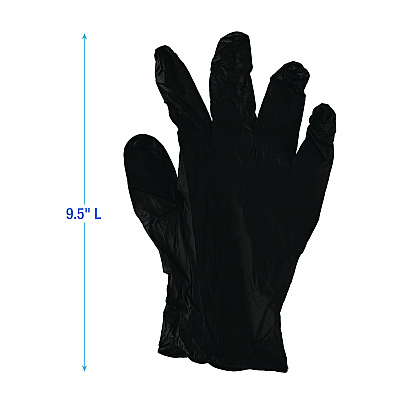 Boardwalk 396 Series Disposable General-Purpose Nitrile Gloves, Powder-Free, X-Small, 4.4 mil Thick, 9.5" Long, Black, 100/Box (396XSBXA)