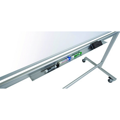 Luxor Mobile Magnetic Glass Dry Erase Board, 60" x 40", White Surface, Silver Aluminum Frame (LXOMMGB6040)