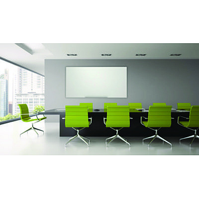 Luxor Magnetic Wall-Mounted Glass Board, 96" x 48", White Surface, Frameless (LXOWGB9648M)