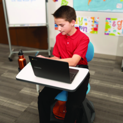 Luxor Classroom Series All-In-One Student Desk and Chair, Supports Up to 330 lb, 19" Seat Height, Blue Seat/Back, Gray Base (LXOSTDENTMTACHR)