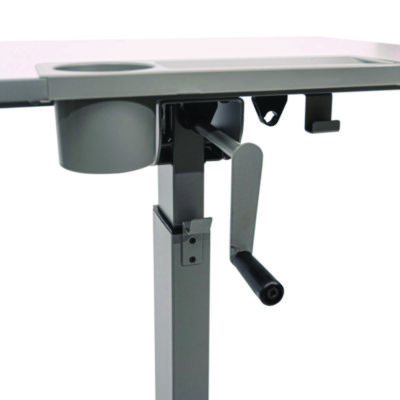Luxor Sit Stand Student Desk with Crank Handle, 27.5 x 19.5 x 26.25 to 42, White/Gray (LXOSTUDENTC)