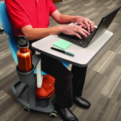 Luxor Classroom Series All-In-One Student Desk and Chair, Supports Up to 330 lb, 19" Seat Height, Blue Seat/Back, Gray Base (LXOSTDENTMTACHR)