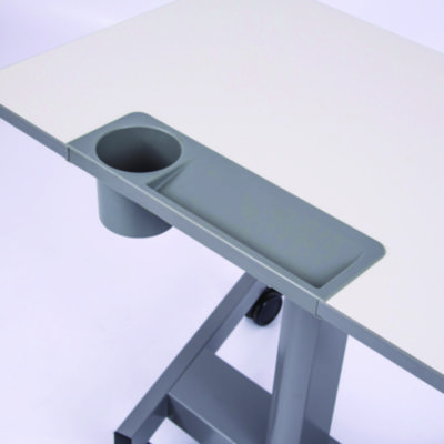 Luxor Pneumatic Sit Stand Desk, 27.5 x 19.5 x 26.25 to 42, White/Gray (LXOSTUDENTP)