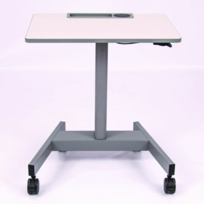 Luxor Pneumatic Sit Stand Desk, 27.5 x 19.5 x 26.25 to 42, White/Gray (LXOSTUDENTP)