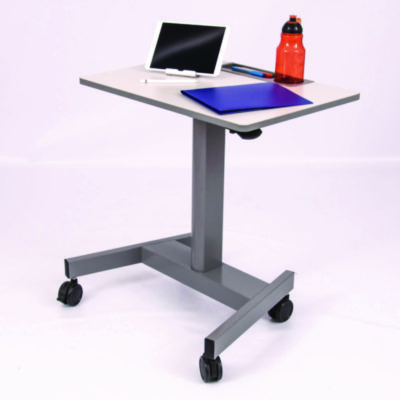 Luxor Pneumatic Sit Stand Desk, 27.5 x 19.5 x 26.25 to 42, White/Gray (LXOSTUDENTP)