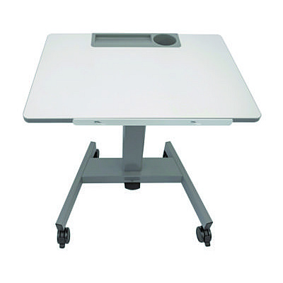 Luxor Pneumatic Adjustable Height Flip Top Student Desk, 27.5 x 19.5 x 26.25 to 42, White/Gray (LXOSTUDENTPTILT)