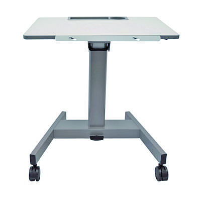 Luxor Pneumatic Adjustable Height Flip Top Student Desk, 27.5 x 19.5 x 26.25 to 42, White/Gray (LXOSTUDENTPTILT)