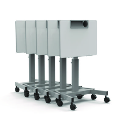 Luxor Pneumatic Adjustable Height Flip Top Student Desk, 27.5 x 19.5 x 26.25 to 42, White/Gray (LXOSTUDENTPTILT)