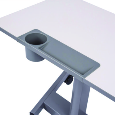 Luxor Pneumatic Adjustable Height Flip Top Student Desk, 27.5 x 19.5 x 26.25 to 42, White/Gray (LXOSTUDENTPTILT)