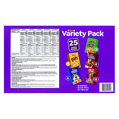 Kellogg's Cereal Assortment Pack, Assorted Flavors, Single Serve Box, 25/Carton (GRR22002287)