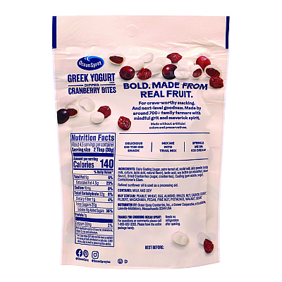 Ocean Spray Greek Yogurt Dipped Cranberry Bites, Cranberry/Yogurt, 5 oz Bag, 12/Carton (GRR22002298)