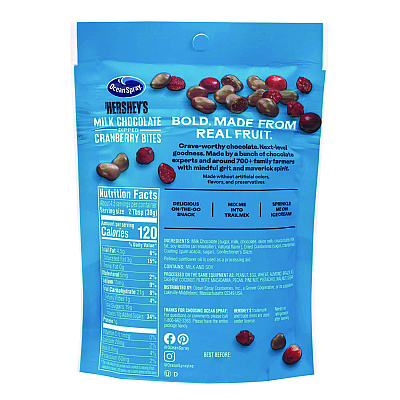 Ocean Spray Milk Chocolate Dipped Cranberry Bites, Cranberry/Chocolate, 5 oz Bag, 12/Carton (GRR22002299)