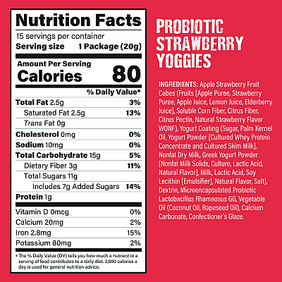 Nature's Garden Probiotic Yoggies Variety Snack Pack, Assorted Flavors, 0.7 oz Bag, 30/Carton (GRR22002303)