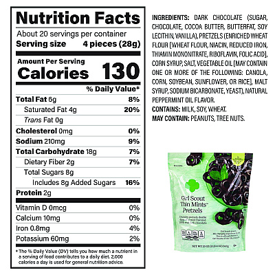 Girl Scouts Thin Mints Pretzels, Mint Chocolate, 20 oz Bag (GRR22002340)