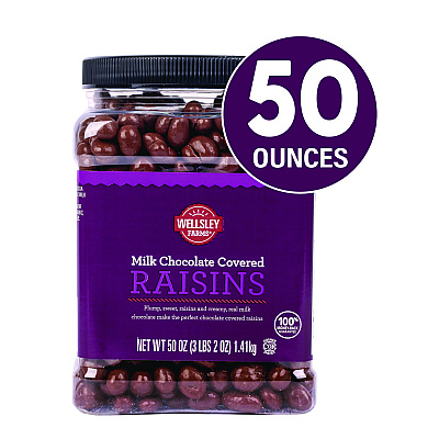 Wellsley Farms Milk Chocolate Covered Raisins, 50 oz Jar (GRR22002345)