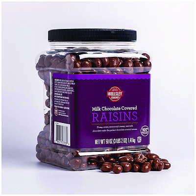 Wellsley Farms Milk Chocolate Covered Raisins, 50 oz Jar (GRR22002345)