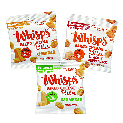 Whisps Baked Cheese Bites Variety Snack Packs, Assorted Flavors, 0.63 oz Packet, 18/Carton (GRR22002347)