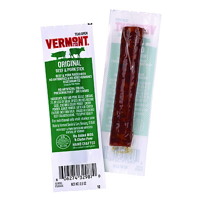 Vermont Smoke and Cure Original Flavor Mini Snack Sticks, Beef, 0.5 oz Individually Wrapped, 20/Carton (GRR22002353)