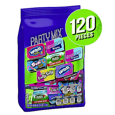Nerds Party Mix Stand Up Bag, Assorted Fruity, 40.98 oz Bag, 120 Pieces (GRR22002359)