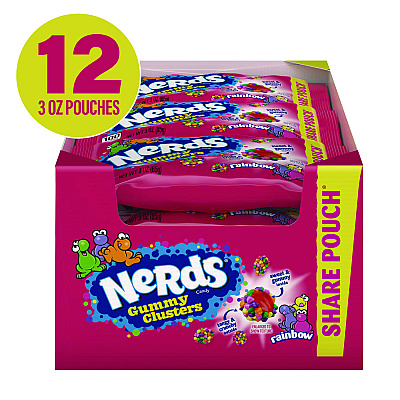 Nerds Rainbow Gummy Clusters Share Pack, Assorted Flavors, 3 oz Packet, 12/Carton (GRR22002360)