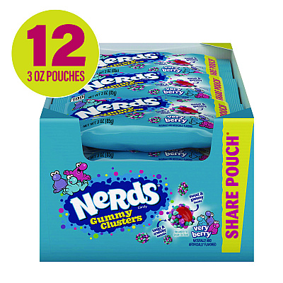 Nerds Very Berry Clusters Share Pack, Berry, 3 oz Packet, 12/Carton (GRR22002361)