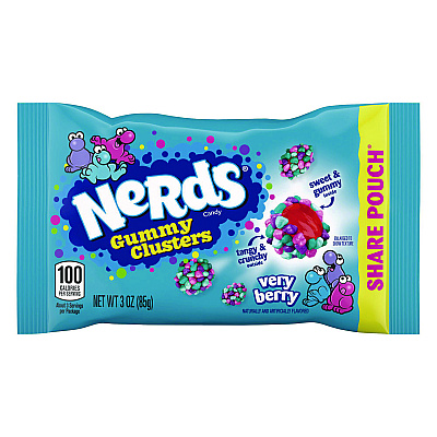 Nerds Very Berry Clusters Share Pack, Berry, 3 oz Packet, 12/Carton (GRR22002361)