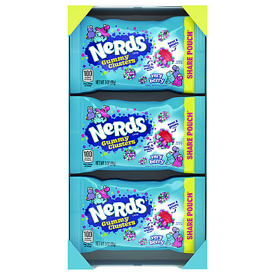 Nerds Very Berry Clusters Share Pack, Berry, 3 oz Packet, 12/Carton (GRR22002361)