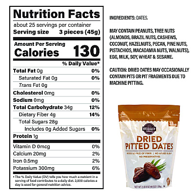 Wellsley Farms Dried Pitted Dates, 40 oz Bag (GRR22002363)