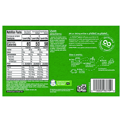 Gerber Organic 2nd Foods Baby Food Pouches, Assorted Flavors, 3.5 oz Pouch, 12/Carton (GRR22002367)
