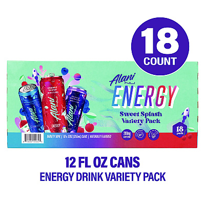 Alani Nu Energy Sweet Splash Variety Pack, Assorted Flavors, 12 oz Can, 18/Carton (GRR22002374)