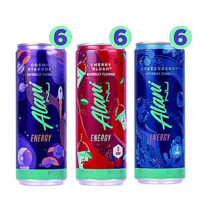 Alani Nu Energy Sweet Splash Variety Pack, Assorted Flavors, 12 oz Can, 18/Carton (GRR22002374)