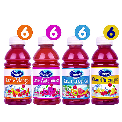 Ocean Spray Tropical Variety Pack, Assorted Flavors, 10 oz Bottle, 24/Carton (GRR22002377)