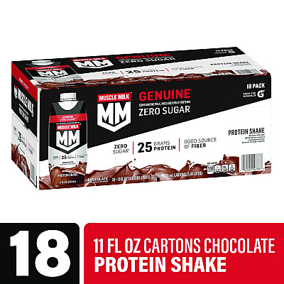 Muscle Milk Genuine Chocolate Protein Shake, 11 oz Carton, 18/Carton (GRR22002378)