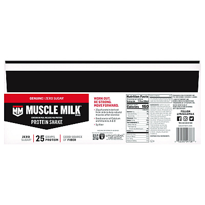 Muscle Milk Genuine Chocolate Protein Shake, 11 oz Carton, 18/Carton (GRR22002378)
