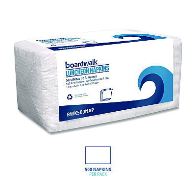 Boardwalk 1/4-Fold Lunch Napkins, 1-Ply, 12" x 12", White, 500/Pack (BWK500NAPPK)