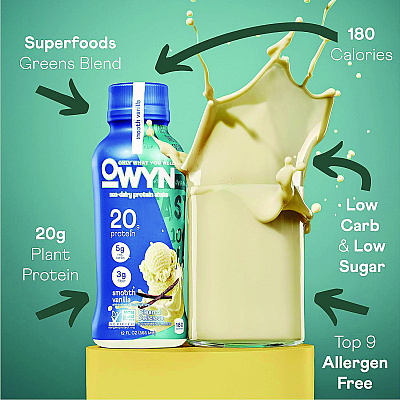 Owyn 20 g Protein Drink, Vanilla, 12 oz Bottle, 12/Carton (GRR38200002)