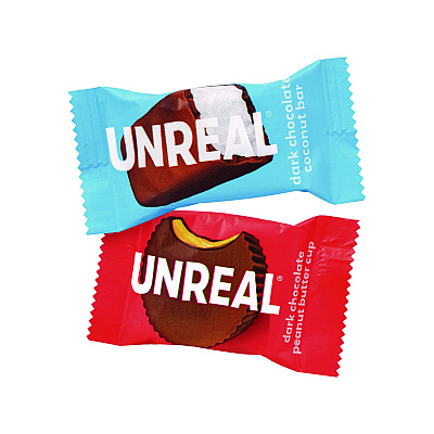 UNREAL Dark Chocolate Coconut Minis and PB Cups Variety, 11.1 oz Bag (Dk Chocolate Coconut), 10.05 oz Bag (Dk Chocolate PB), 2/CT (GRR60003006)